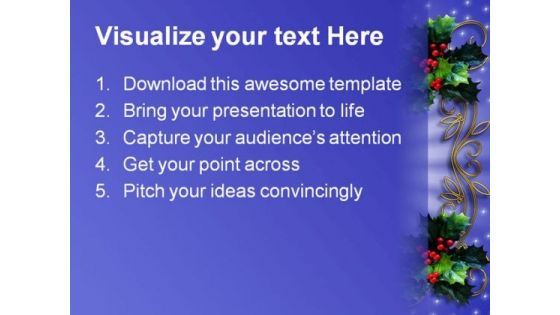 Holly Border Christmas PowerPoint Template 0610