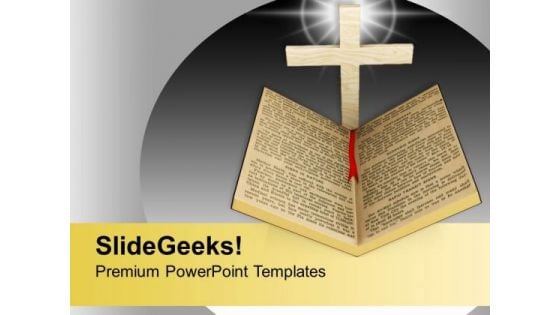 Holy Bible With Shining Cross Faith Object PowerPoint Templates Ppt Backgrounds For Slides 1212