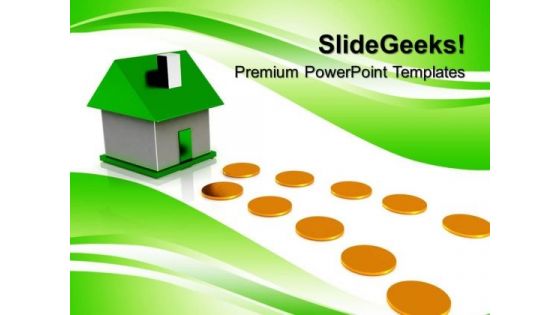 Home Cottage With Coins Real Estate PowerPoint Templates And PowerPoint Themes 0712