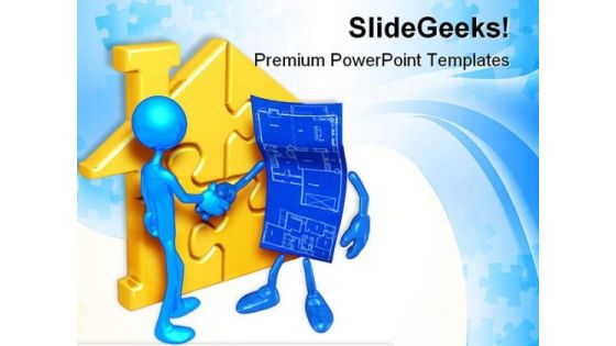 Home Puzzle And Blueprint Handshake PowerPoint Templates And PowerPoint Backgrounds 0611