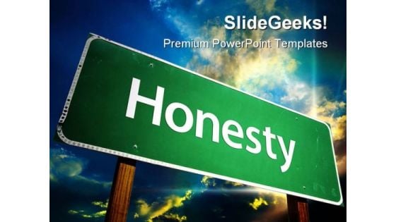 Honesty Road Sign Travel PowerPoint Template 1110