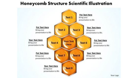 Honeycomb Structure Scientific Illustration Circular Process Chart PowerPoint Templates