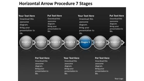 Horizontal Arrow Procedure 7 Stages Business Make Flow Charts PowerPoint Templates