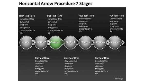 Horizontal Arrow Procedure 7 Stages Flow Chart PowerPoint Slides