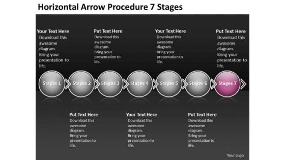 Horizontal Arrow Procedure 7 Stages Flow Chart Program PowerPoint Templates