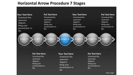 Horizontal Arrow Procedure 7 Stages Make Flow Charts PowerPoint Templates