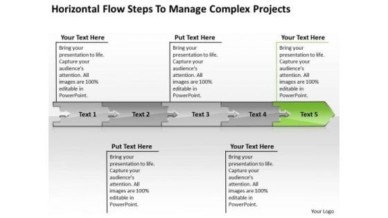 Horizontal Flow Steps To Manage Complex Projects Business Processing Chart PowerPoint Templates