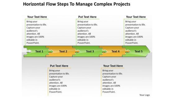 Horizontal Flow Steps To Manage Complex Projects Circuit Drawing PowerPoint Slides