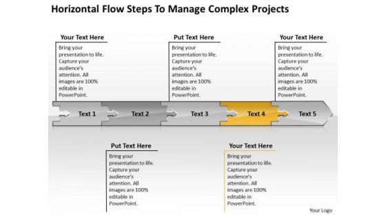 Horizontal Flow Steps To Manage Complex Projects Processing Chart PowerPoint Templates