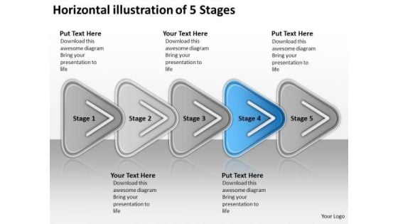 Horizontal Illustration Of 5 Stages Flowchart Order Process Flow Chart PowerPoint Slides