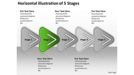 Horizontal Illustration Of 5 Stages Order Process Flow Chart PowerPoint Slides