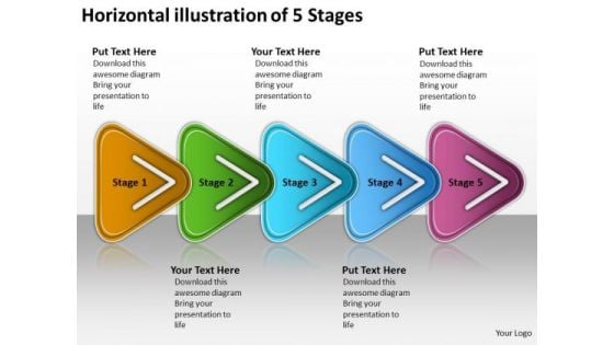 Horizontal Illustration Of 5 Stages Vision Office Stencils PowerPoint Templates