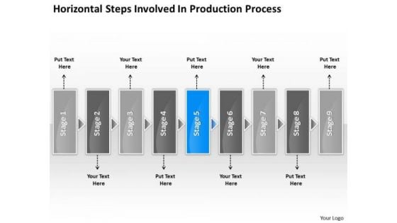 Horizontal Steps Involved Production Process Slides Flow Chart PowerPoint Templates