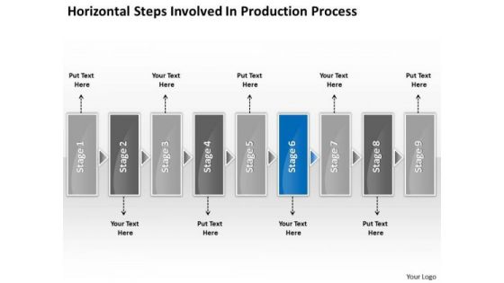 Horizontal Steps Involved Production Processs Business Slides Flow Chart PowerPoint Templates