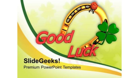 Horseshoe And Lady Bug With Good Luck PowerPoint Templates Ppt Backgrounds For Slides 0313