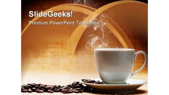 Hot Coffee With Beans Food PowerPoint Templates And PowerPoint Backgrounds 0311