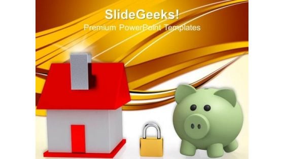 House Locked With Padlock And Bank Security PowerPoint Templates And PowerPoint Themes 0912