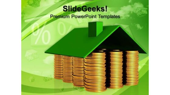 House Made From Coins Money PowerPoint Templates And PowerPoint Themes 1012