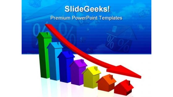 House Prices Down Realestate PowerPoint Backgrounds And Templates 0111