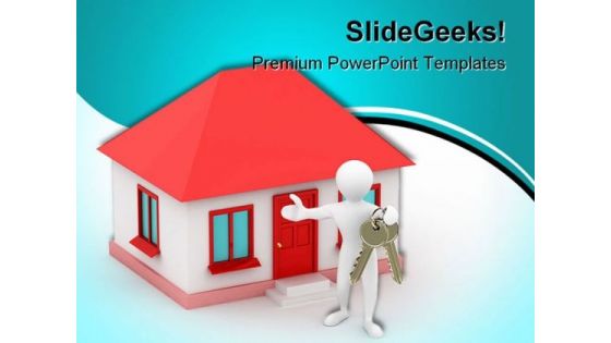 House With Key Realestate PowerPoint Backgrounds And Templates 0111