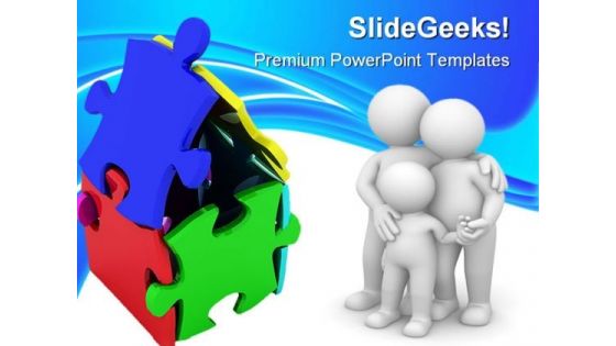 House With Puzzles Family PowerPoint Templates And PowerPoint Backgrounds 0311