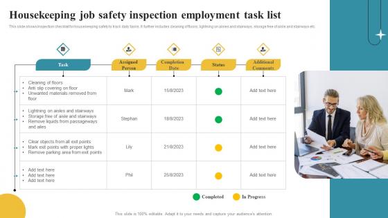 Housekeeping Job Safety Inspection Employment Task List Background Pdf