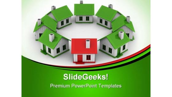 Houses Standing Real Estate PowerPoint Themes And PowerPoint Slides 0511