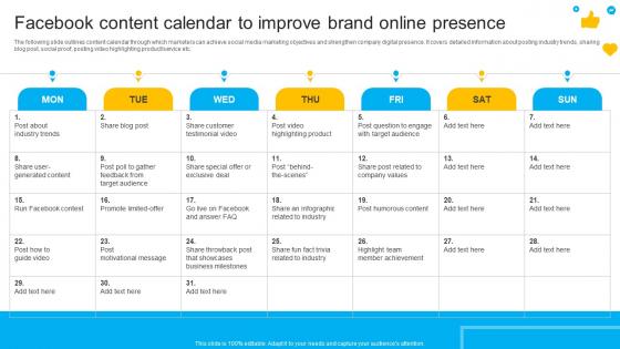 How To Create Cost Effective Facebook Content Calendar To Improve Strategy SS V