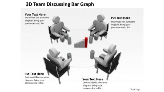 How To Draw Business Process Diagram 3d Team Discussing Bar Graph PowerPoint Templates