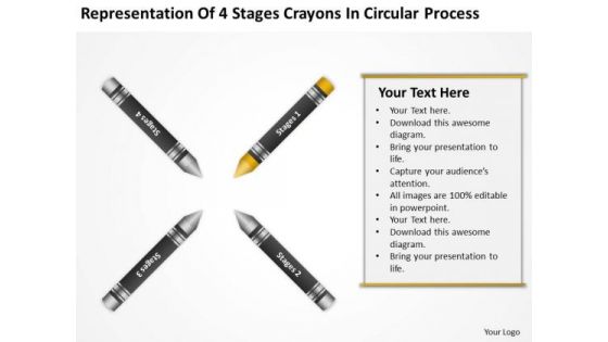 How To Draw Business Process Diagram 4 Stages Crayons Circular PowerPoint Slides