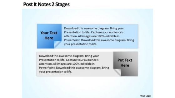 How To Draw Business Process Diagram Post It Notes 2 Stages PowerPoint Slides