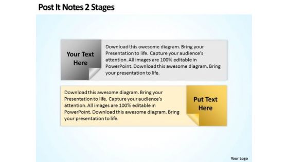 How To Draw Business Process Diagram Post It Notes 2 Stages Ppt PowerPoint Slides
