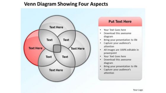 How To Draw Business Process Diagram Venn Showing Four Aspects Ppt 4 PowerPoint Templates