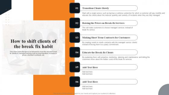 How To Shift Clients Of The Break Fix Layered Pricing Strategy For Managed Services Slides Pdf