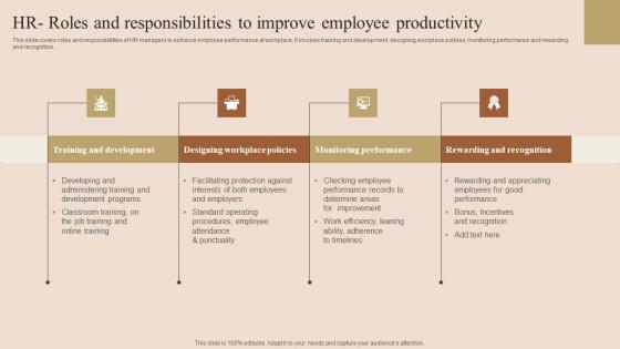 HR Roles And Responsibilities Employee Performance Improvement Techniques Portrait Pdf