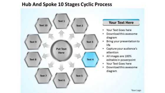 Hub And Spoke 10 Stages Cyclic Process Business Plan Examples PowerPoint Slides