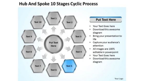 Hub And Spoke 10 Stages Cyclic Process Marketing Business Plan Outline PowerPoint Slides