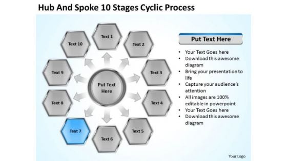 Hub And Spoke 10 Stages Cyclic Process Simple Business Plan Example PowerPoint Slides