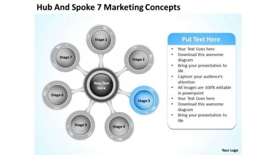 Hub And Spoke 7 Marketing Concepts Business Plan PowerPoint Templates