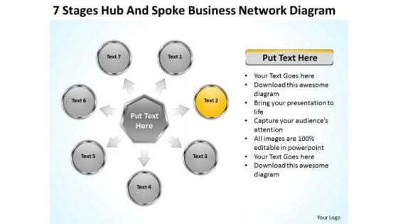 Hub And Spoke Business Network Diagram Plan Outline Template Free PowerPoint Slides