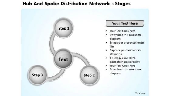 Hub And Spoke Distribution Network 3 Stages Business Plans PowerPoint Templates