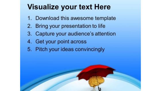 Human Brain Under Umbrella PowerPoint Templates Ppt Backgrounds For Slides 0713