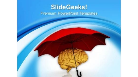 Human Brain Under Umbrella PowerPoint Templates Ppt Backgrounds For Slides 0713