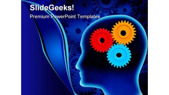 Human Brain With Gears Industrial PowerPoint Themes And PowerPoint Slides 0411