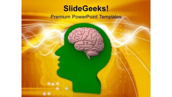 Human Brain With Yellow Absatract Background PowerPoint Templates Ppt Backgrounds For Slides 0513