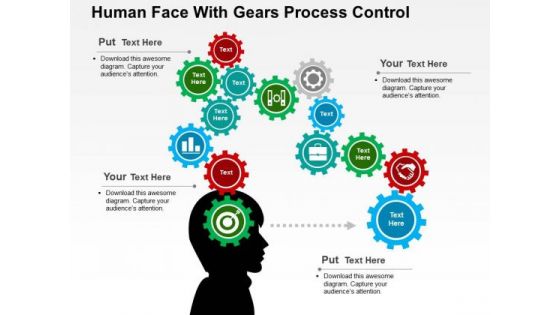 Human Face With Gears Process Control PowerPoint Template Human Face With Gears Process Control PowerPoint Template