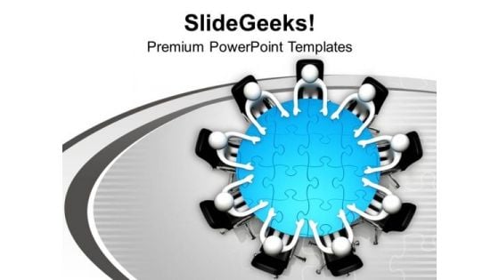 Human Person Sitting On Round Tabble PowerPoint Templates Ppt Backgrounds For Slides 0113