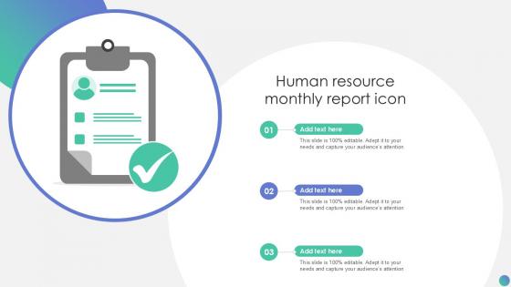 Human Resource Monthly Report Icon PPT Sample SS
