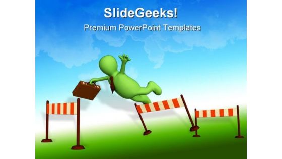 Hurdling Business PowerPoint Backgrounds And Templates 1210
