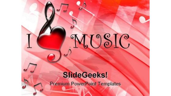 I Love Music Symbol PowerPoint Backgrounds And Templates 1210